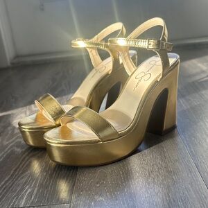 Jessica Simpson Gold Platform Heels